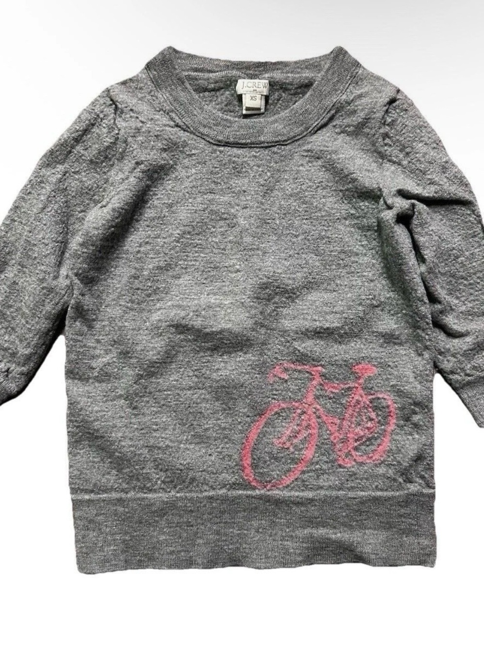 Toddler Girl J. Crew 100% Merino Wool Grey Sweater Pink Bike Size XS (4-5)